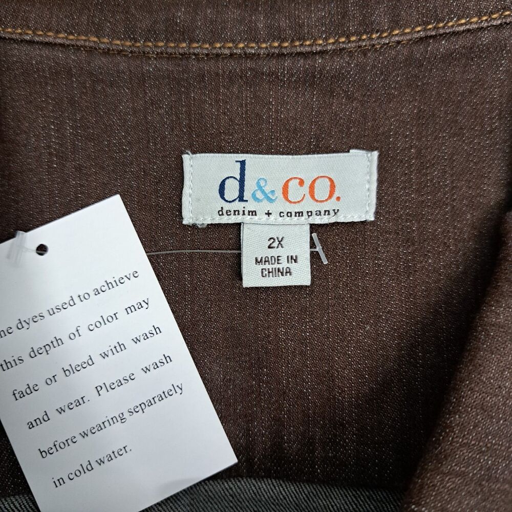 D&CO Brown Denim Sleeveless Vest Button Down Women's Size 2XL - Picture 3 of 7